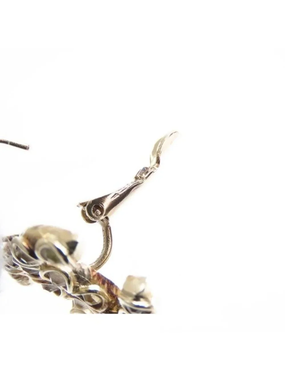 Chanel CC Logo Hook Earrings Gold Metal Rhinestone Color Stone 18